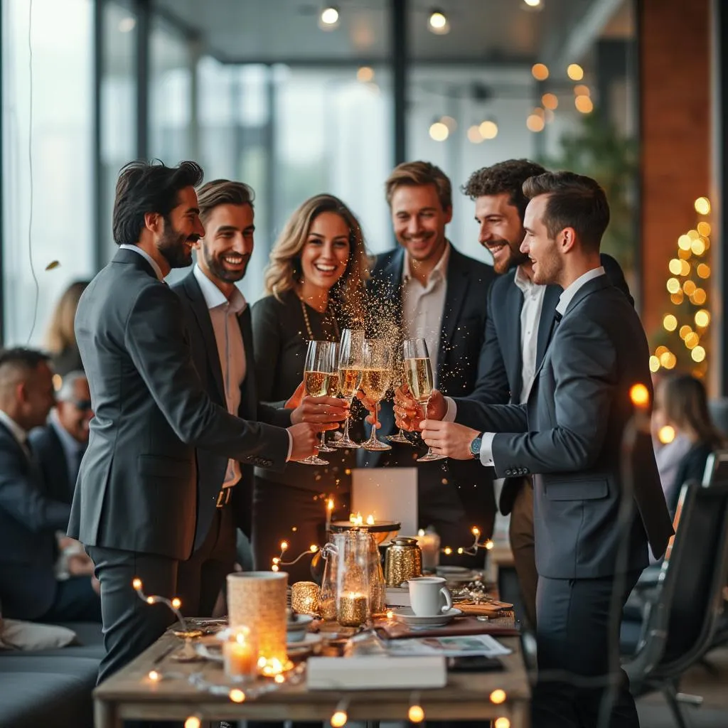 Celebración de éxito con cliente