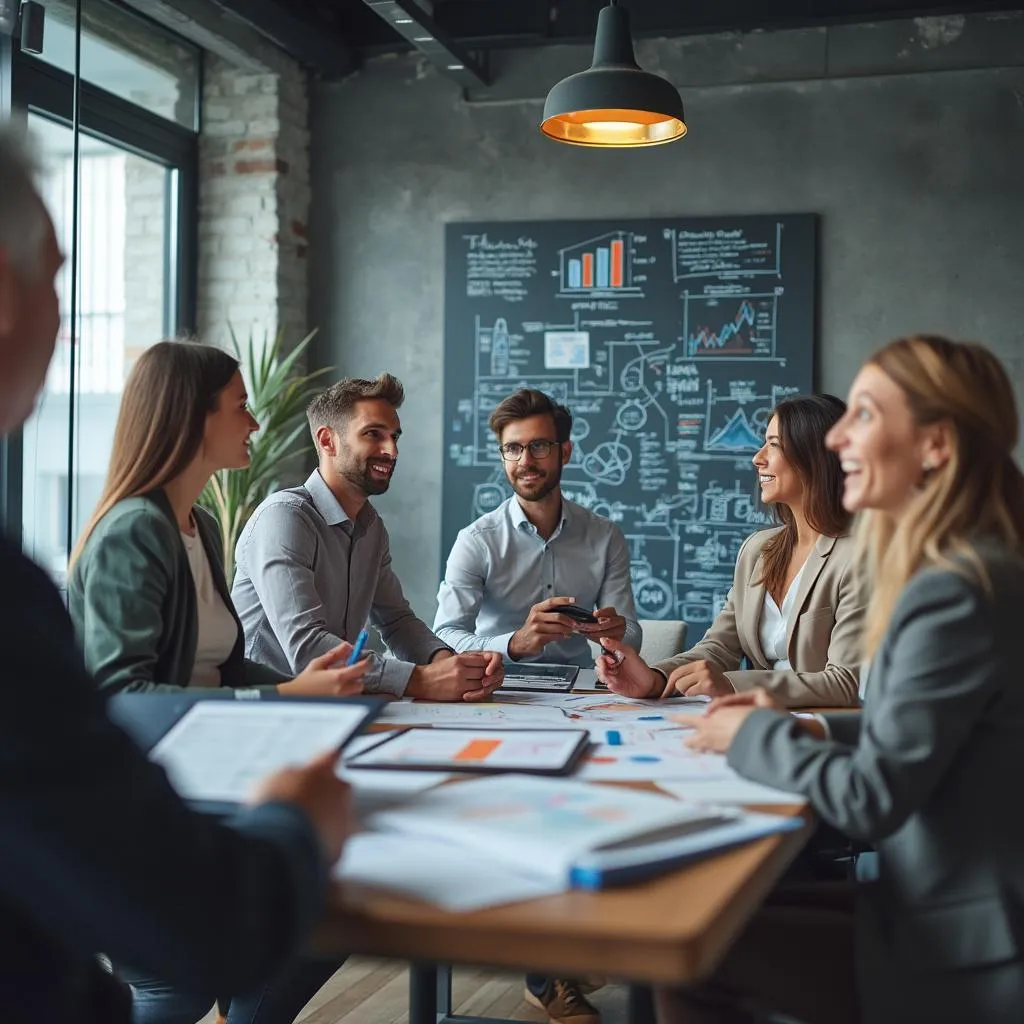 Equipo de consultores en reunión estratégica